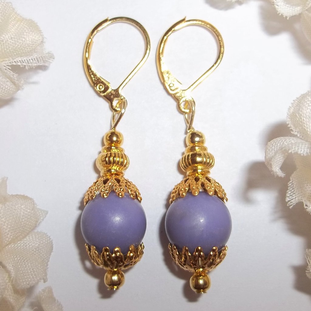 Pretty Gold Purple Earring Set Dangle Nwt Fashion Jewelry Accessory Gift 6307 20$
